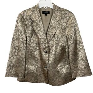 Talbots Women's Blazer Jacket Size 14 Floral‎ Lace Metallic Career Business